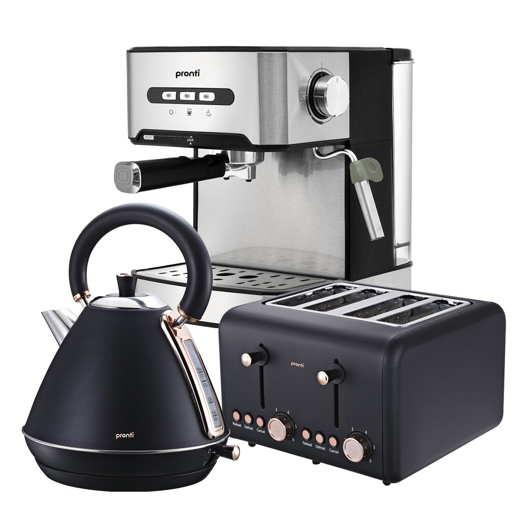 NNEDPE Toaster, Kettle & Coffee Machine Breakfast Set - Black