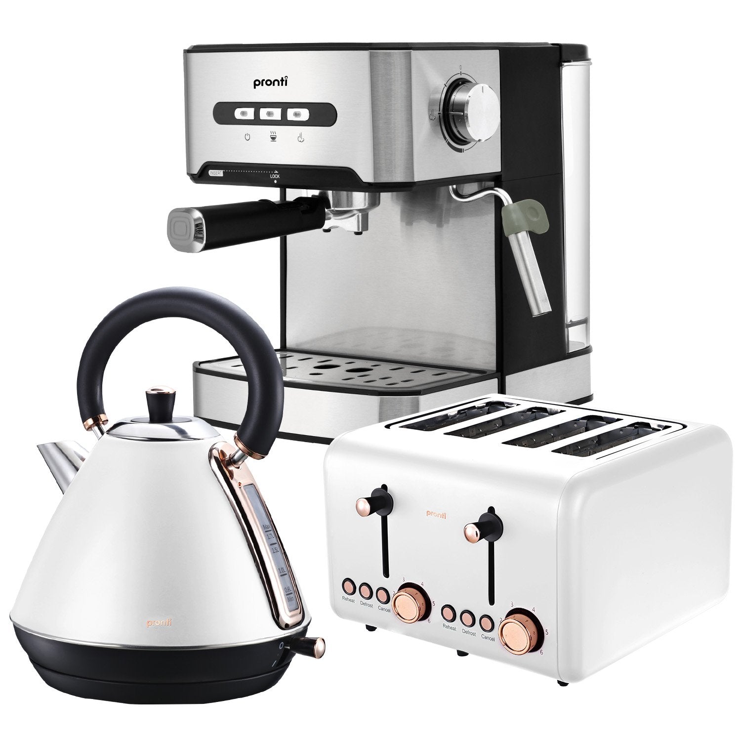 NNEDPE Toaster, Kettle & Coffee Machine Breakfast Set - White