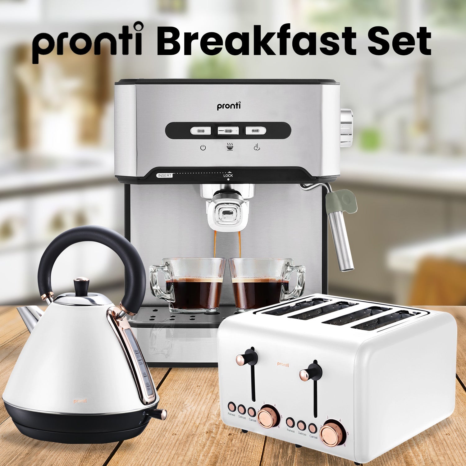 NNEDPE Toaster, Kettle & Coffee Machine Breakfast Set - White